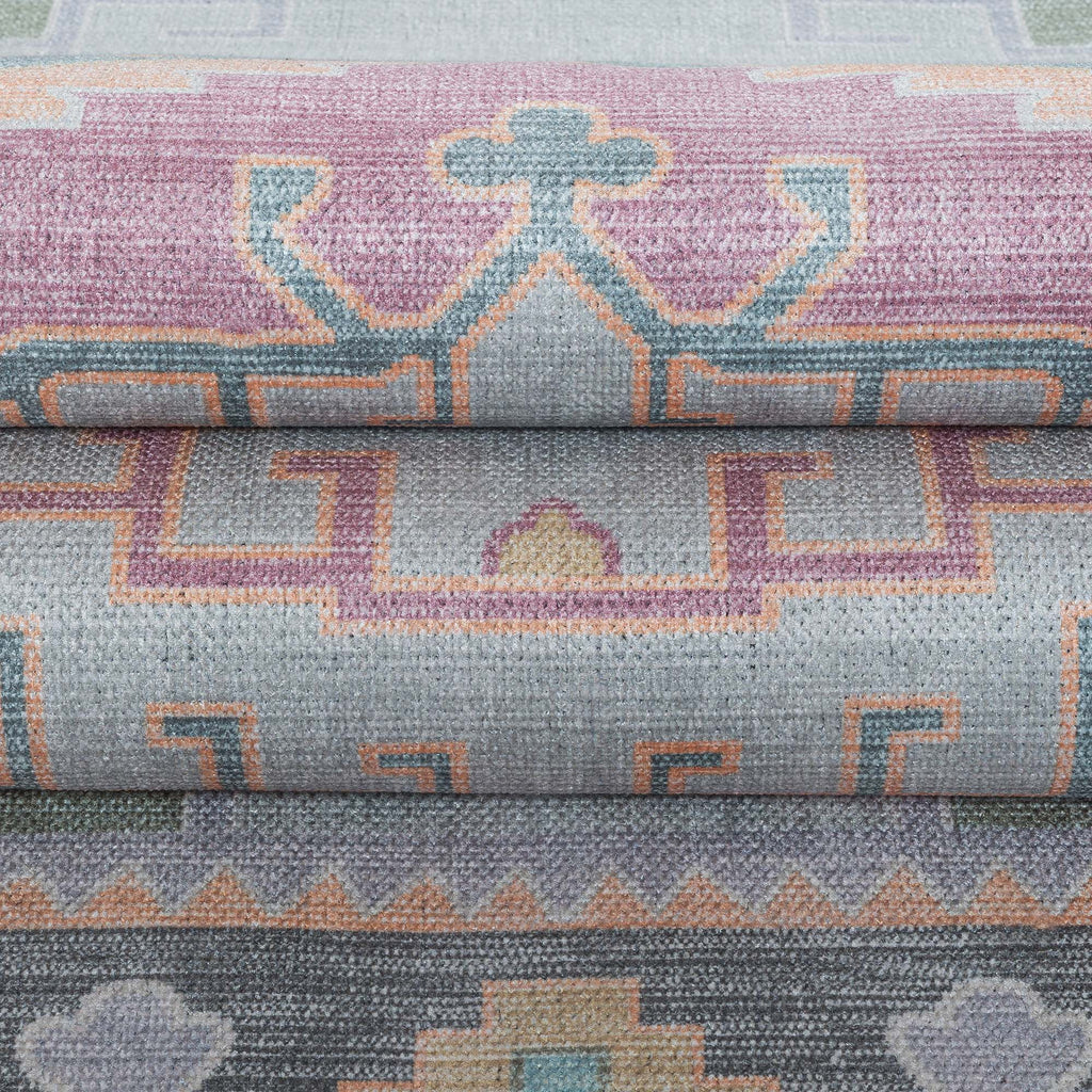 Kyra Green Pink Aesthetic Oushak Rug