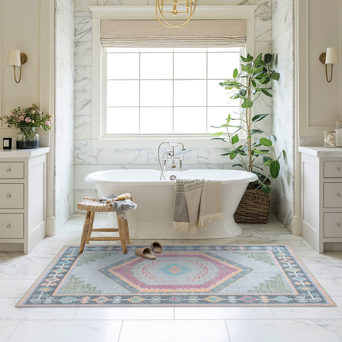 Kyra Green Pink Aesthetic Oushak Rug