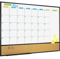 JILoffice Magnetic Calendar Whiteboard & Bulletin Corkboard Combination, Combo Board 48 × 36 Inch, Black Aluminum Frame Wall Mounted Board for Office Home and School with 10 Push Pins