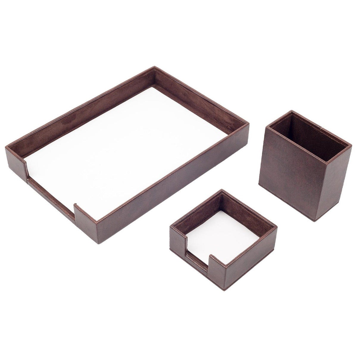 MOOG Leather Desk Set-3 Accessories-Single Document Tray - White - 3 PCS