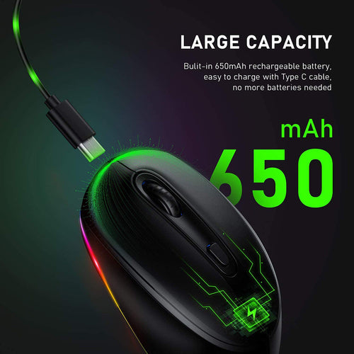 24g Wireless Mouse 1600dpi Ergonomic Rechargeable
