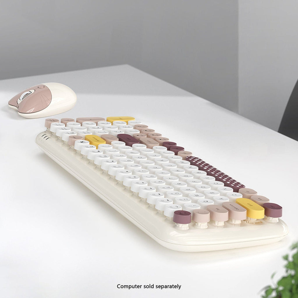 Wireless Keyboard & Mouse Combo - Soft Click, Colorful 100 Keys