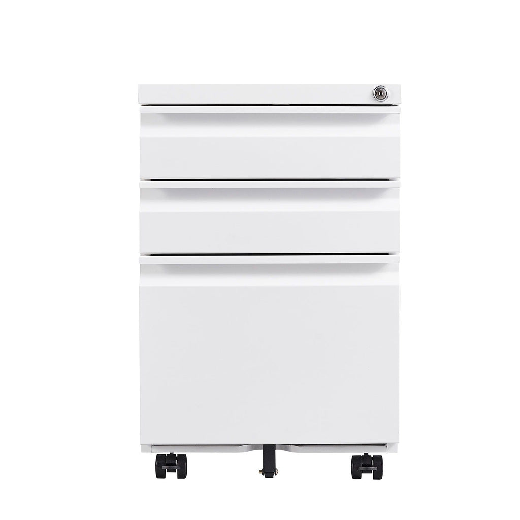 Contemporary 3 Drawer Mobile Filing Cabinet With Lock, Metal Office Storage For Legal / Letter Size