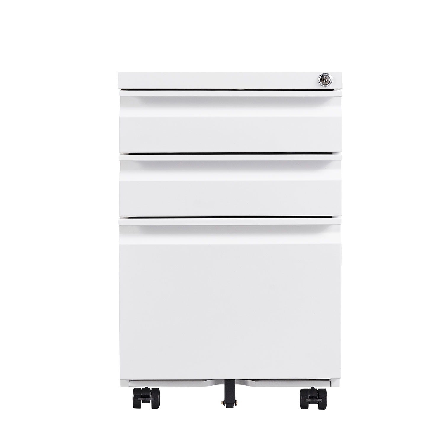 Contemporary 3 Drawer Mobile Filing Cabinet With Lock, Metal Office Storage For Legal / Letter Size