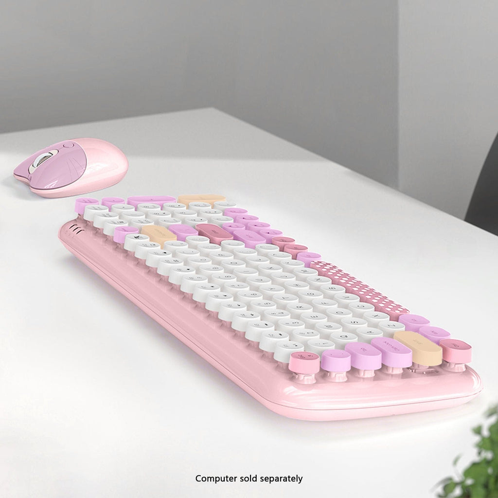 Wireless Keyboard & Mouse Combo - Soft Click, Colorful 100 Keys