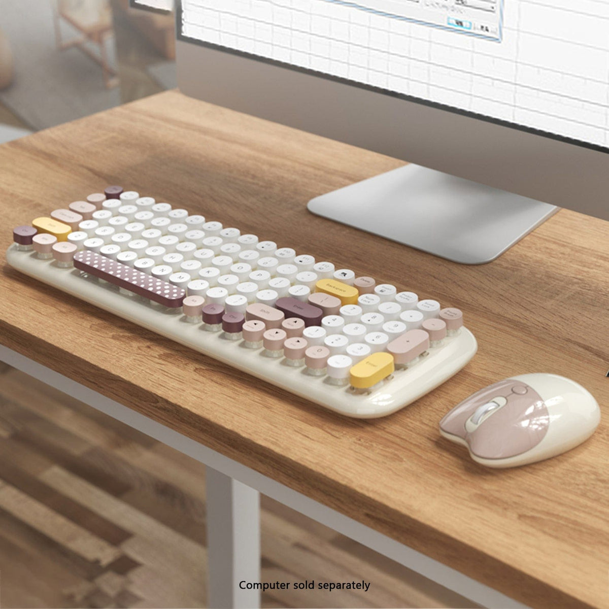 Wireless Keyboard & Mouse Combo - Soft Click, Colorful 100 Keys