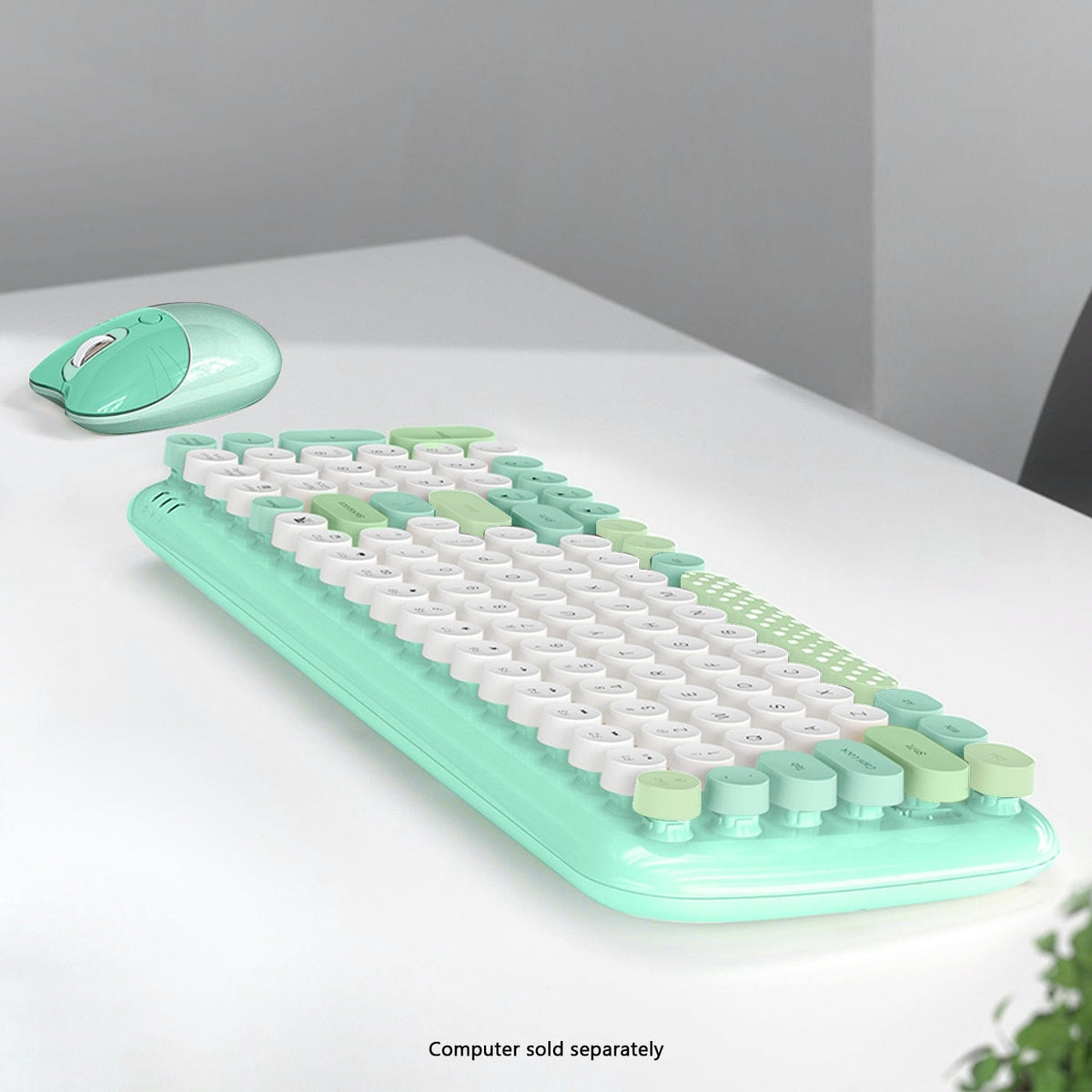 Wireless Keyboard & Mouse Combo - Soft Click, Colorful 100 Keys