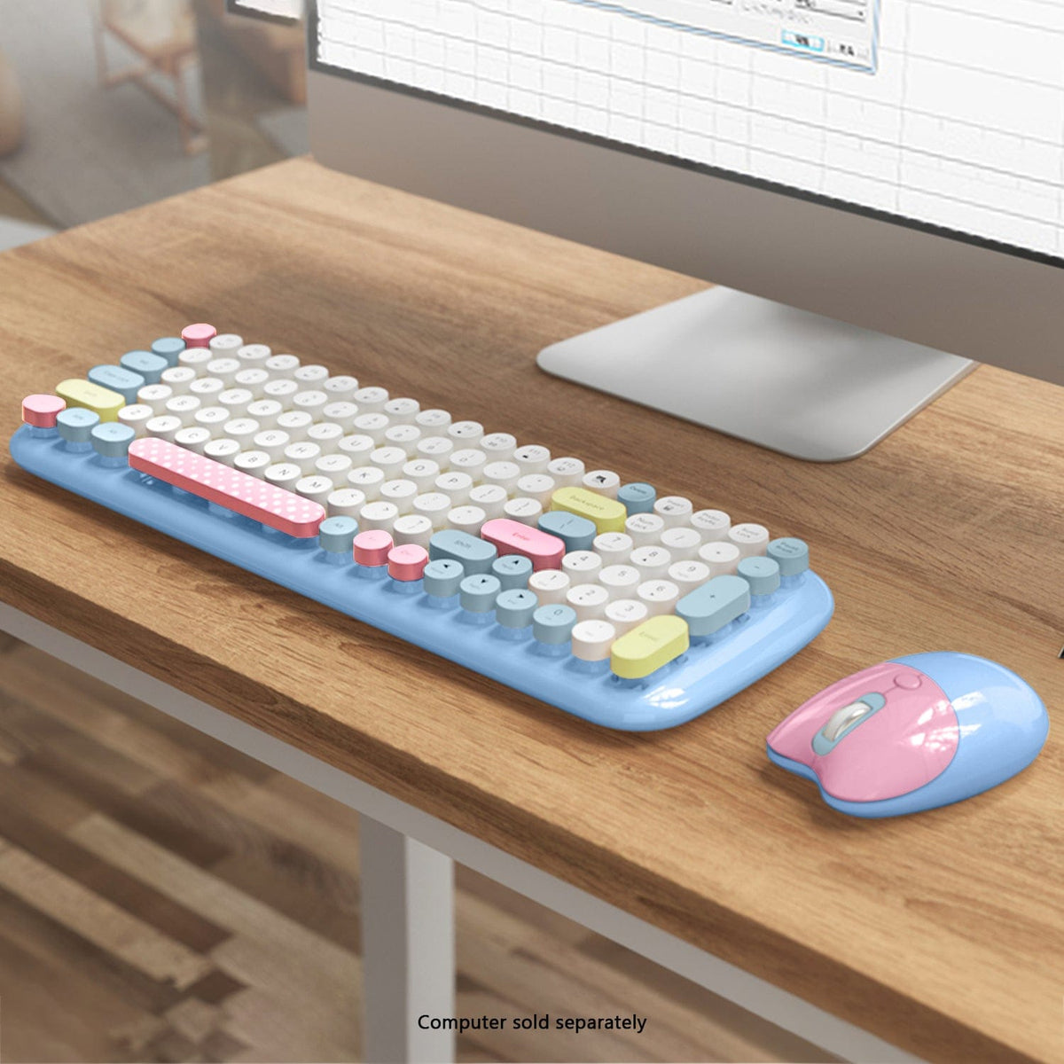 Wireless Keyboard & Mouse Combo - Soft Click, Colorful 100 Keys