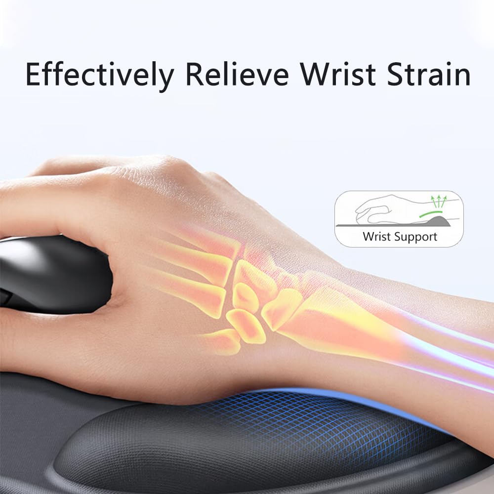 Mouse Pad With Wrist Rest, Gel Wrist Support Mousepad, Pain Relief Laptop Comput