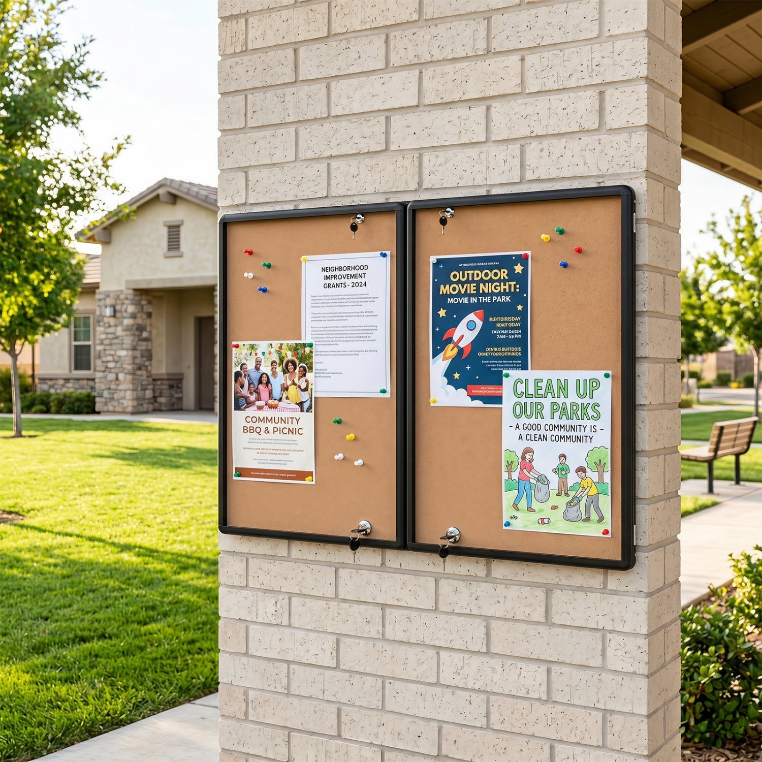 Enclosed Bulletin Board 47.5" x 35.5" with Aluminum Frame