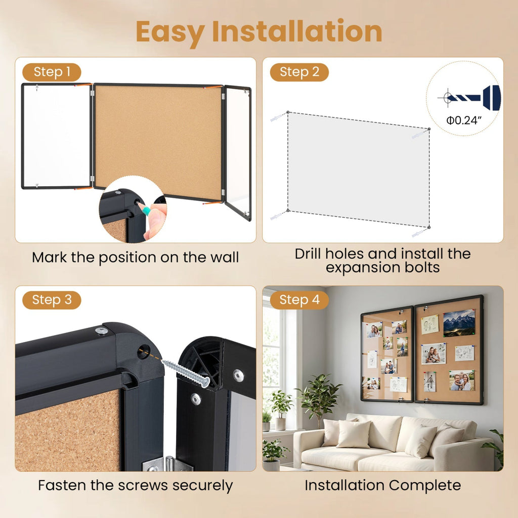 Enclosed Bulletin Board 47.5" x 35.5" with Aluminum Frame