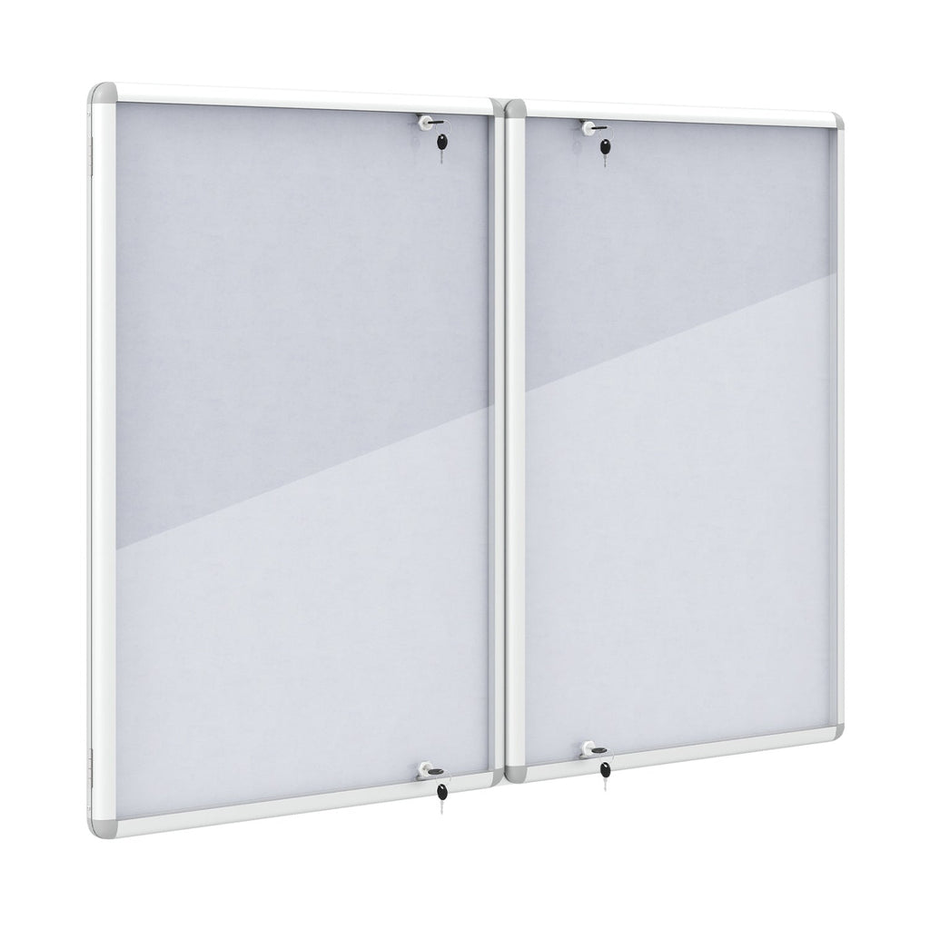 Lockable Cork Bulletin Board 47.5" x 35.5" Aluminum Frame