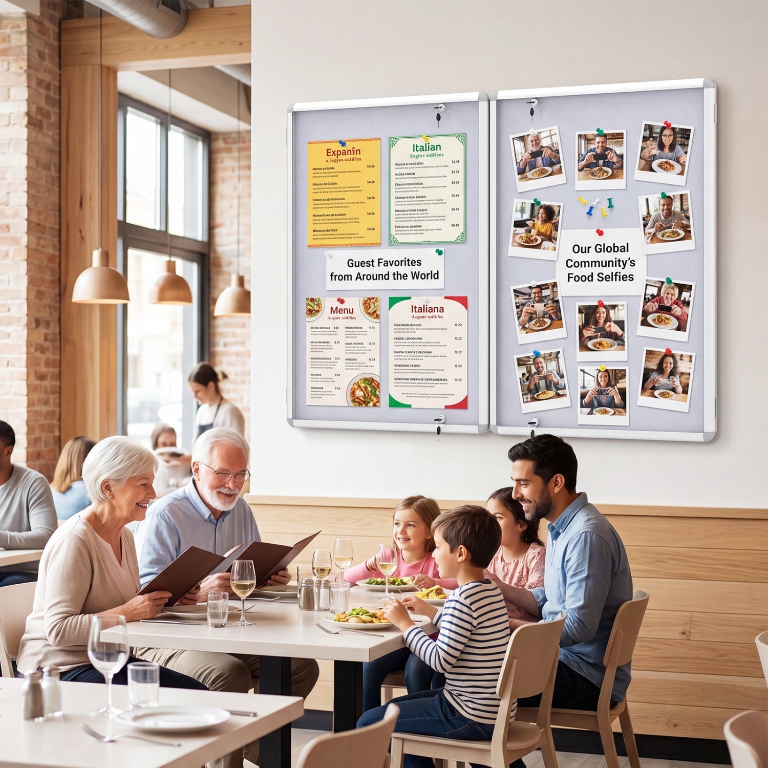 Lockable Cork Bulletin Board 47.5" x 35.5" Aluminum Frame