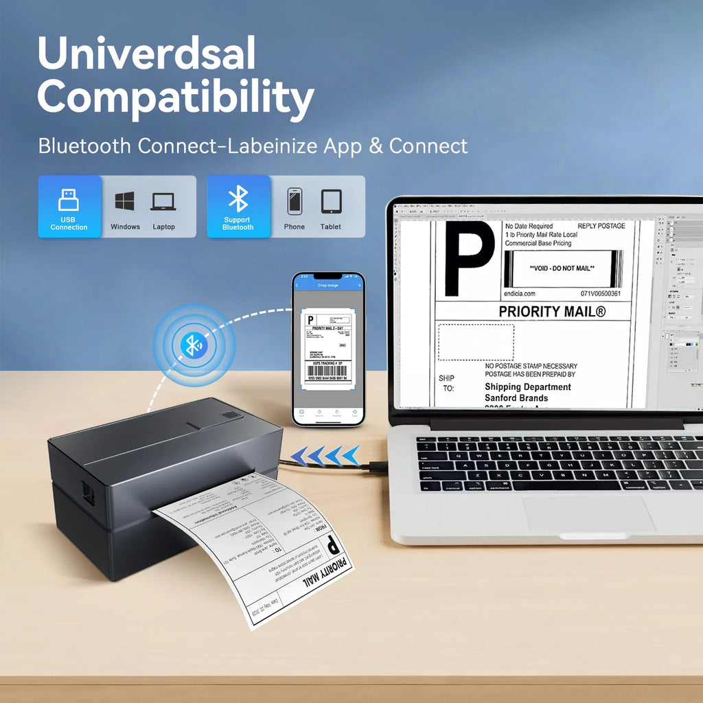 TakeYou Thermal Label Printer Portable No Ink USB Bluetooth 203DPI