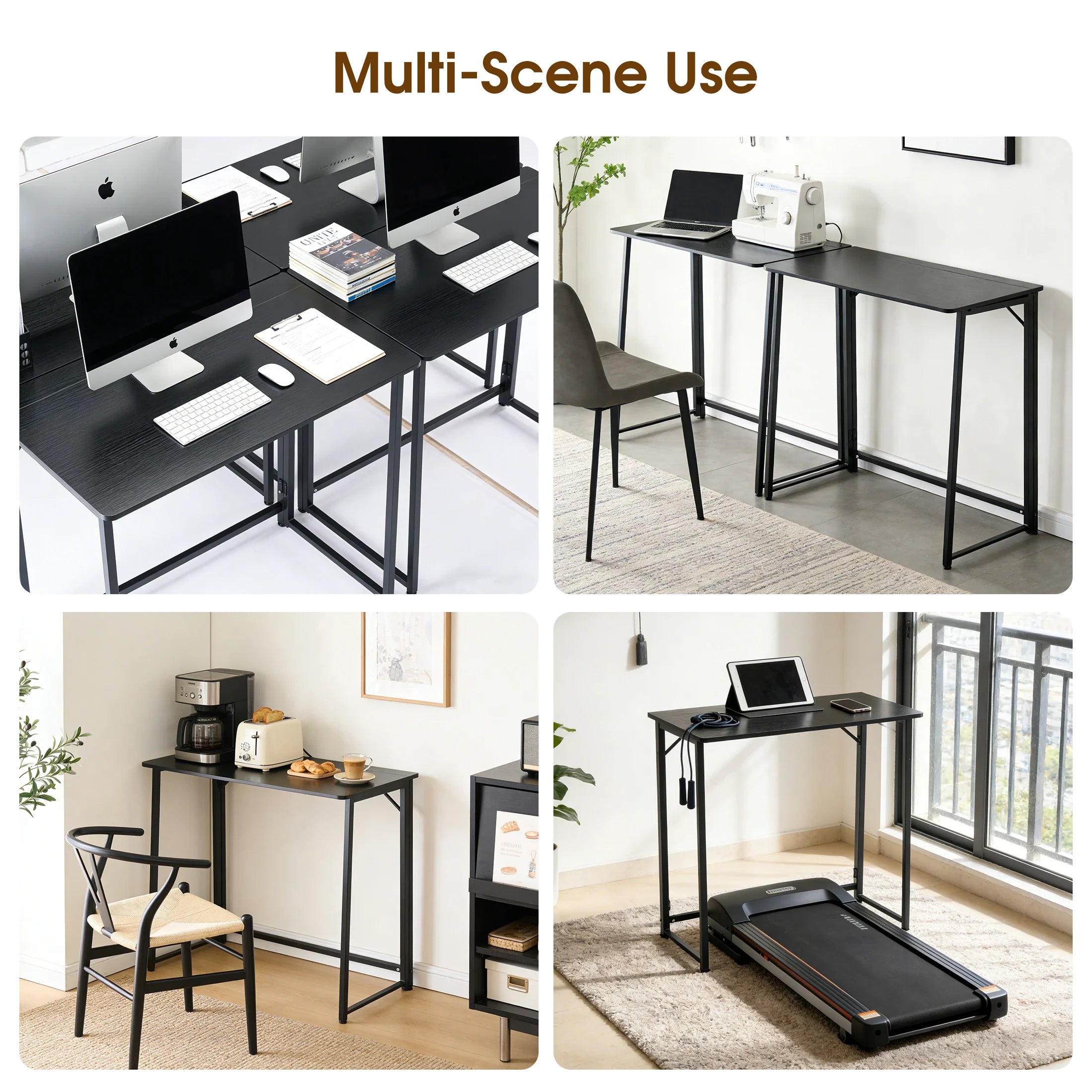 JHK Folding Office Desk, Metal Frame, Compact Foldable Computer Table