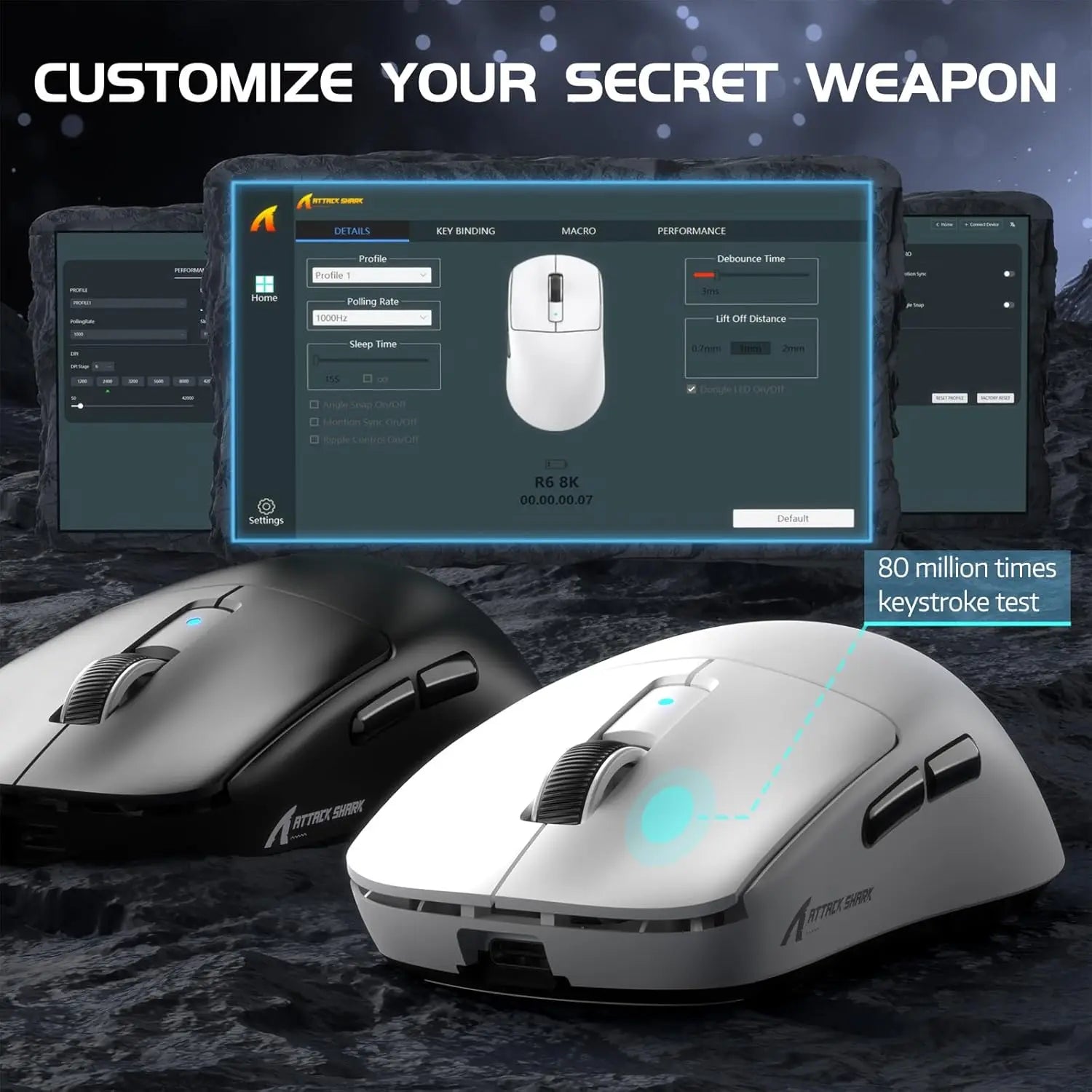 Attack Shark R6 Wireless Gaming Mouse With 8KHz Polling PAW 3950Max Sensor