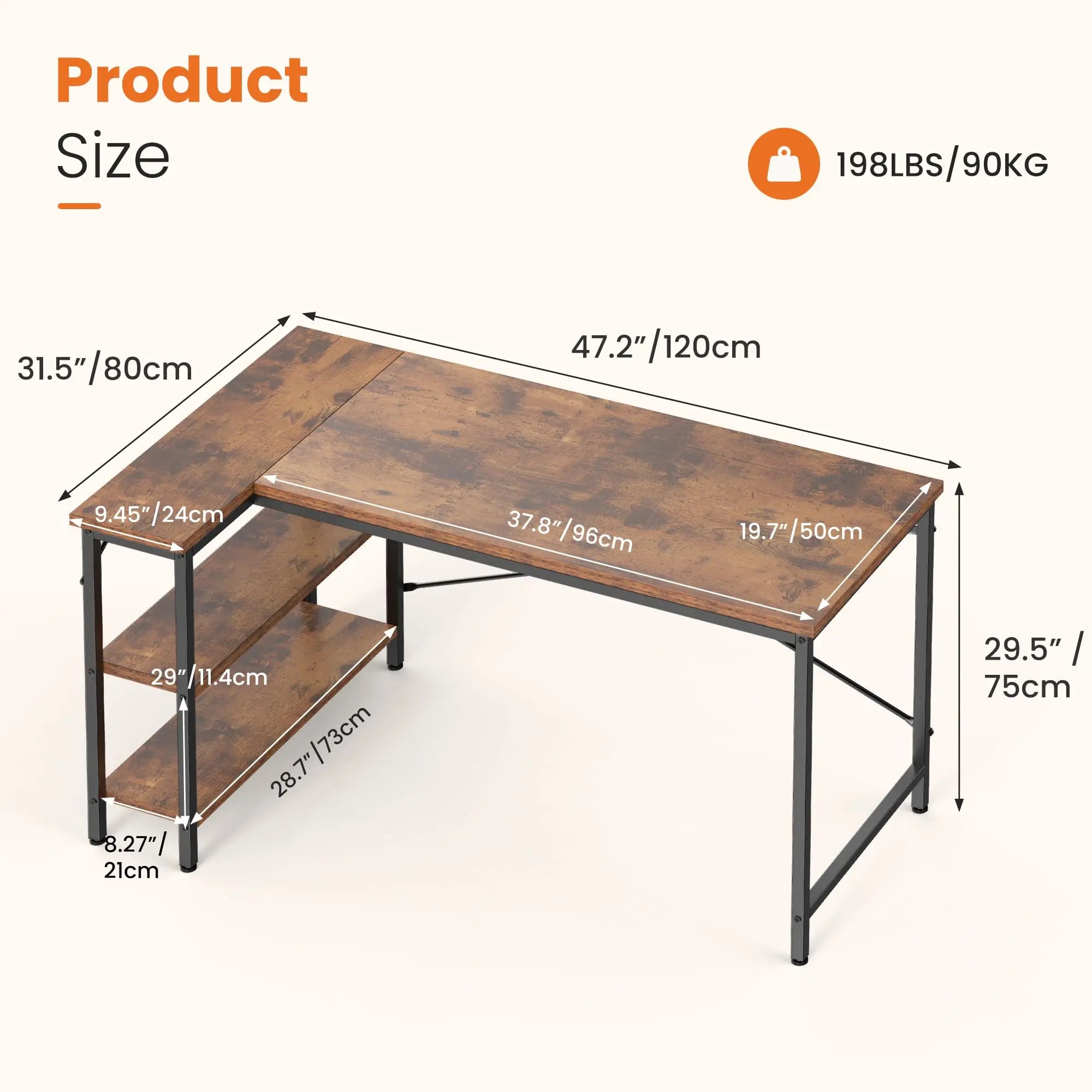 JHK L Shaped Desk Computer Desk With Reversible Storage