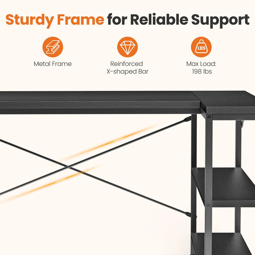 JHK L Shaped Desk Computer Desk With Reversible Storage