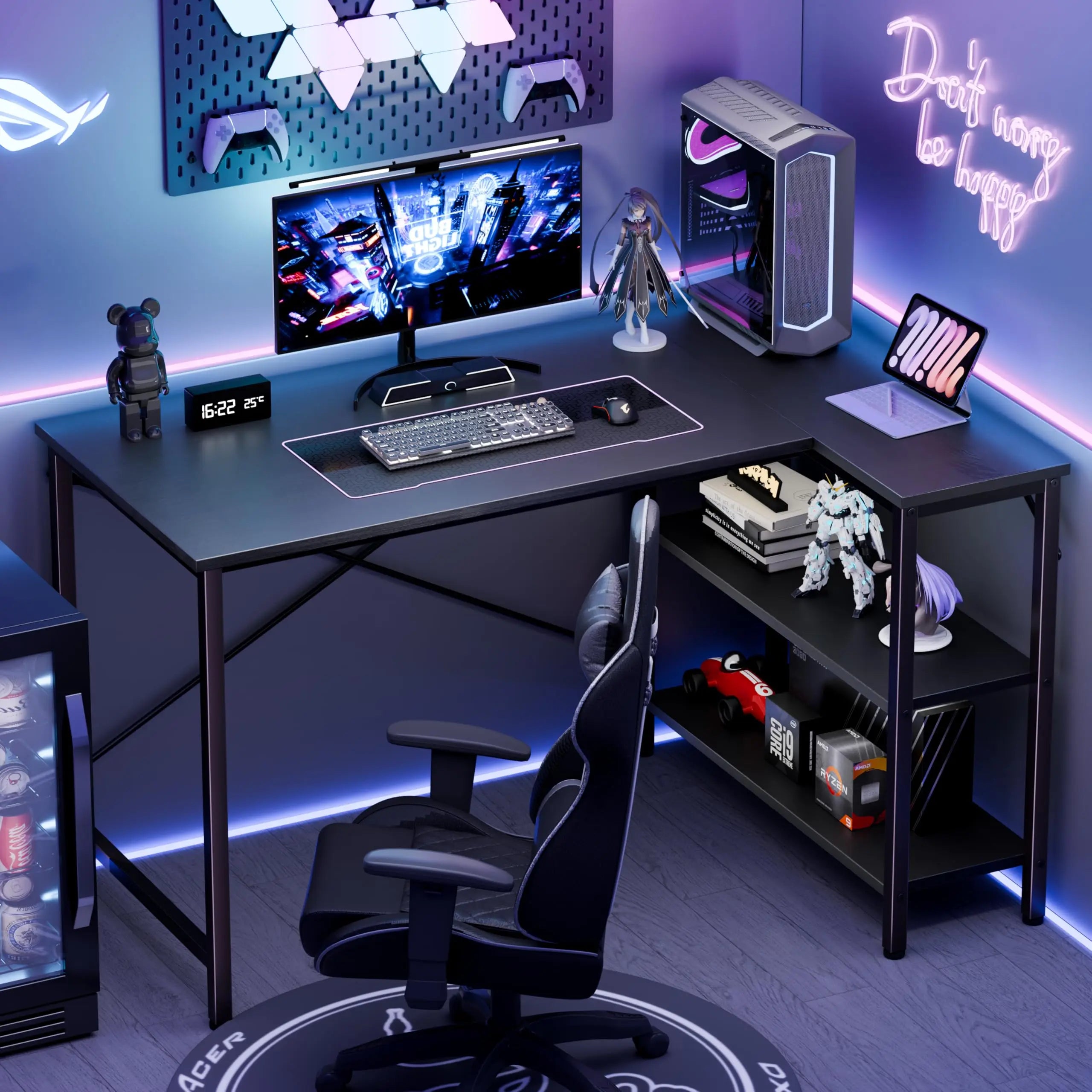 JHK L Shaped Desk Computer Desk With Reversible Storage