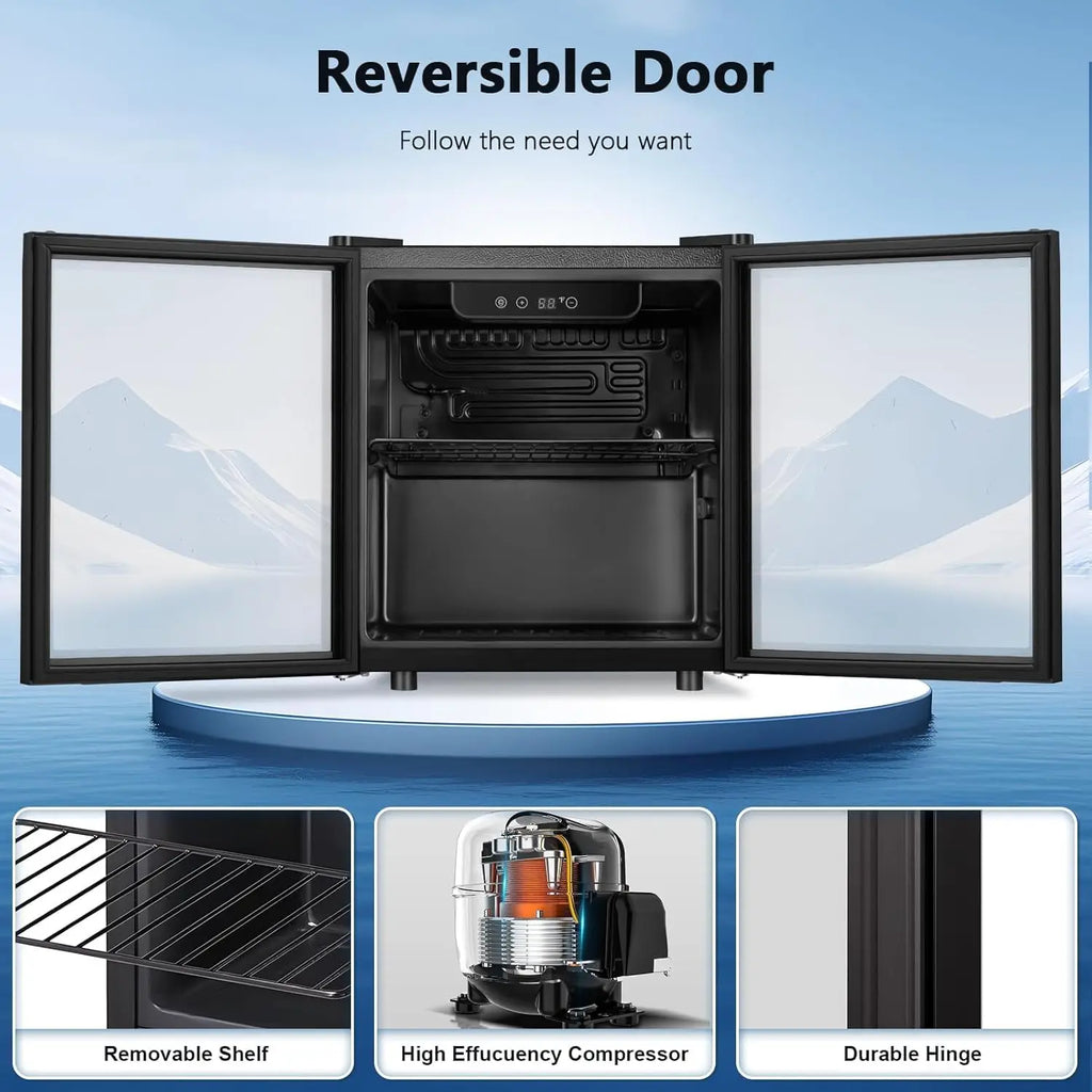 Mini Fridge Cooler With Glass Door For Home Office Use