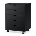 JHK Wood Nightstand Five Drawers With Rollers