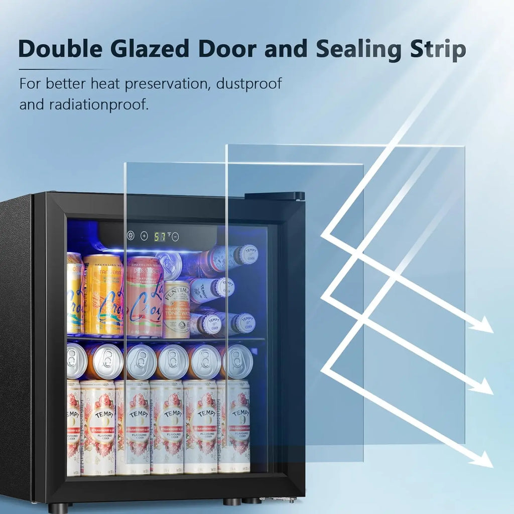 Mini Fridge Cooler With Glass Door For Home Office Use