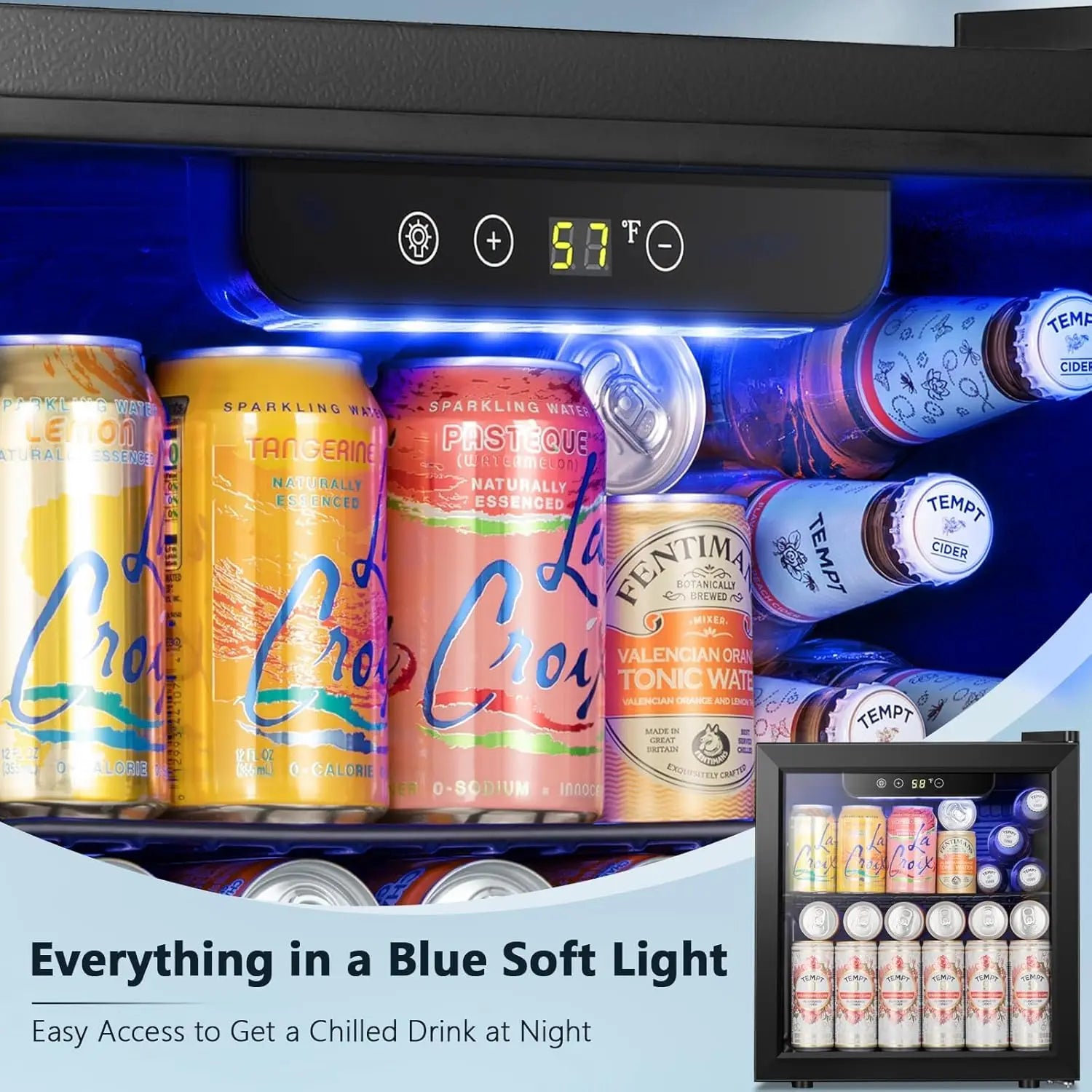 Mini Fridge Cooler With Glass Door For Home Office Use