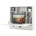 Wall-Mount Floating Desk Foldable Space Saving Laptop Workstation White