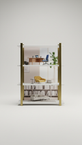 Minimalist Bookshelf With Olive Brass Accents