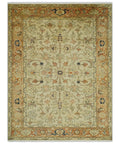 Antique Style Empress Tabriz 6x8 Hand Knotted Beige and Rust Modern Traditional Wool Rug | N35368