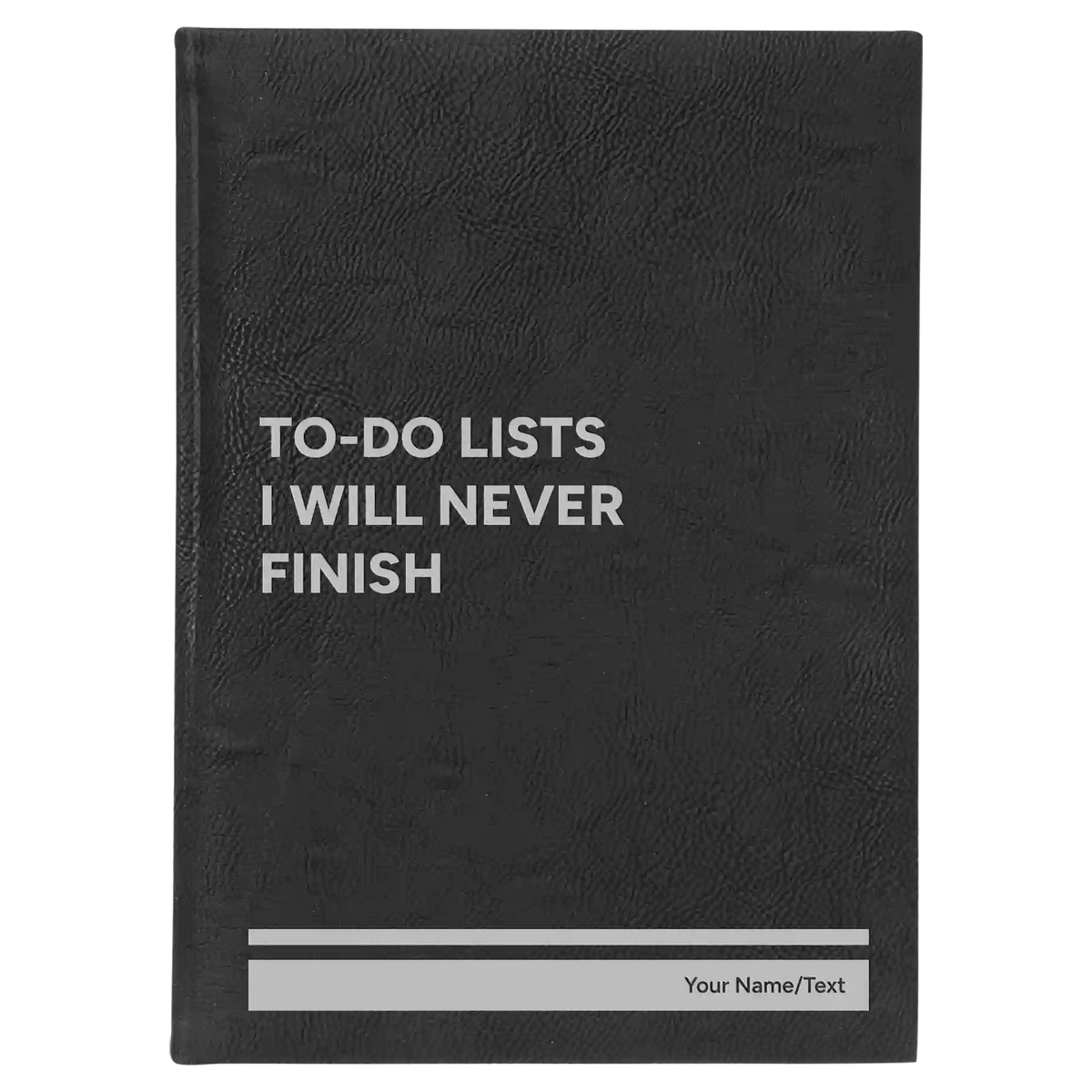 Personalized TO DO List Leatherette Journal (large) | Black/Silver