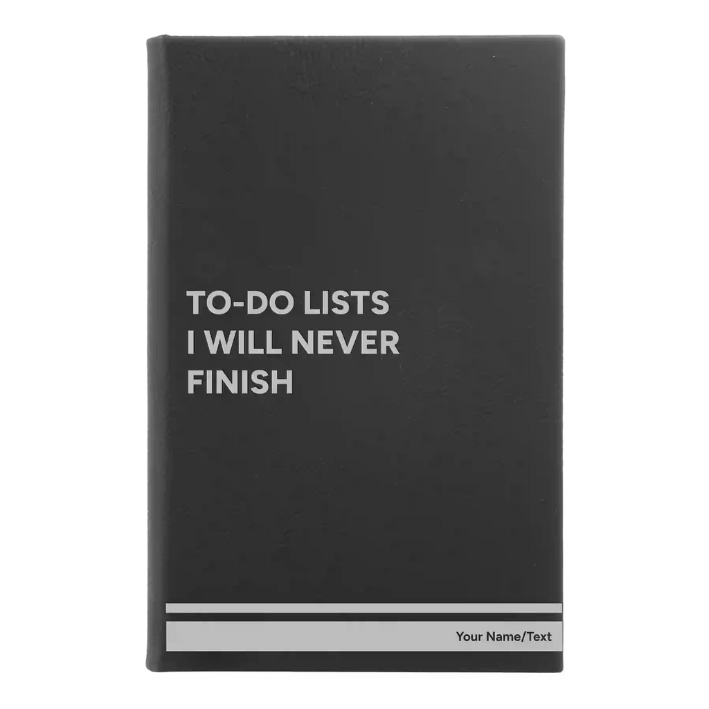 Personalized TO DO List Leatherette Journal (small) | Black/Silver