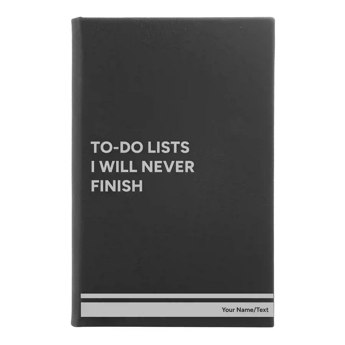 Personalized TO DO List Leatherette Journal (small) | Black/Silver