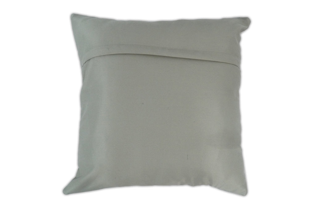 Modern Stripes Ivory and Gray Genuine leather Pillow with Insert, Cushion | PL16