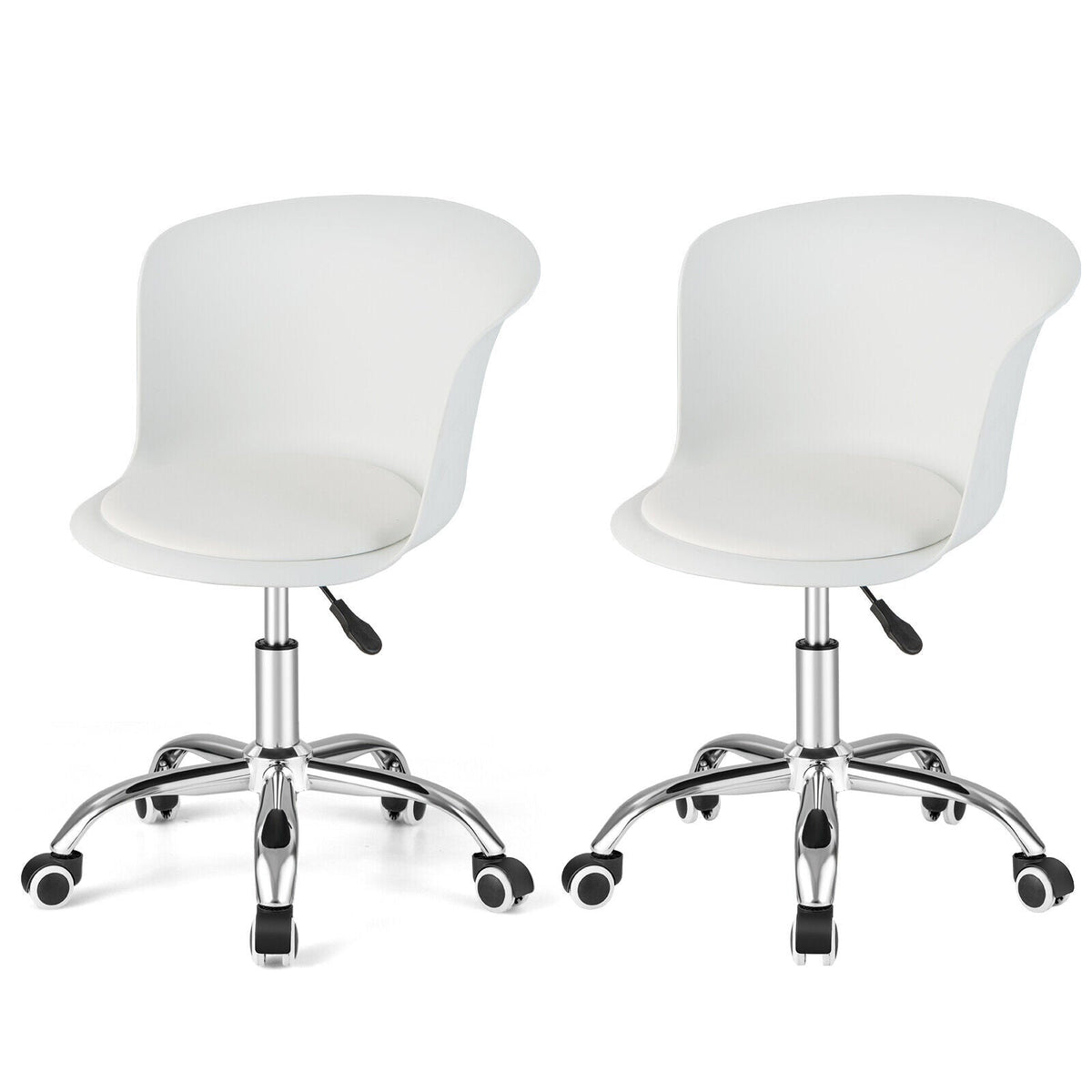 Set of 2 Office Desk Chair with Ergonomic Backrest and Soft Padded PU Leather Seat