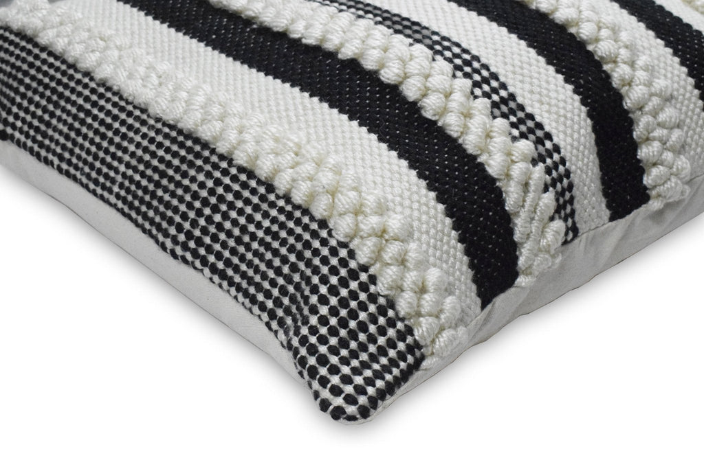 Square Outdoor and Indoor Safe Black and White Striped Pillow